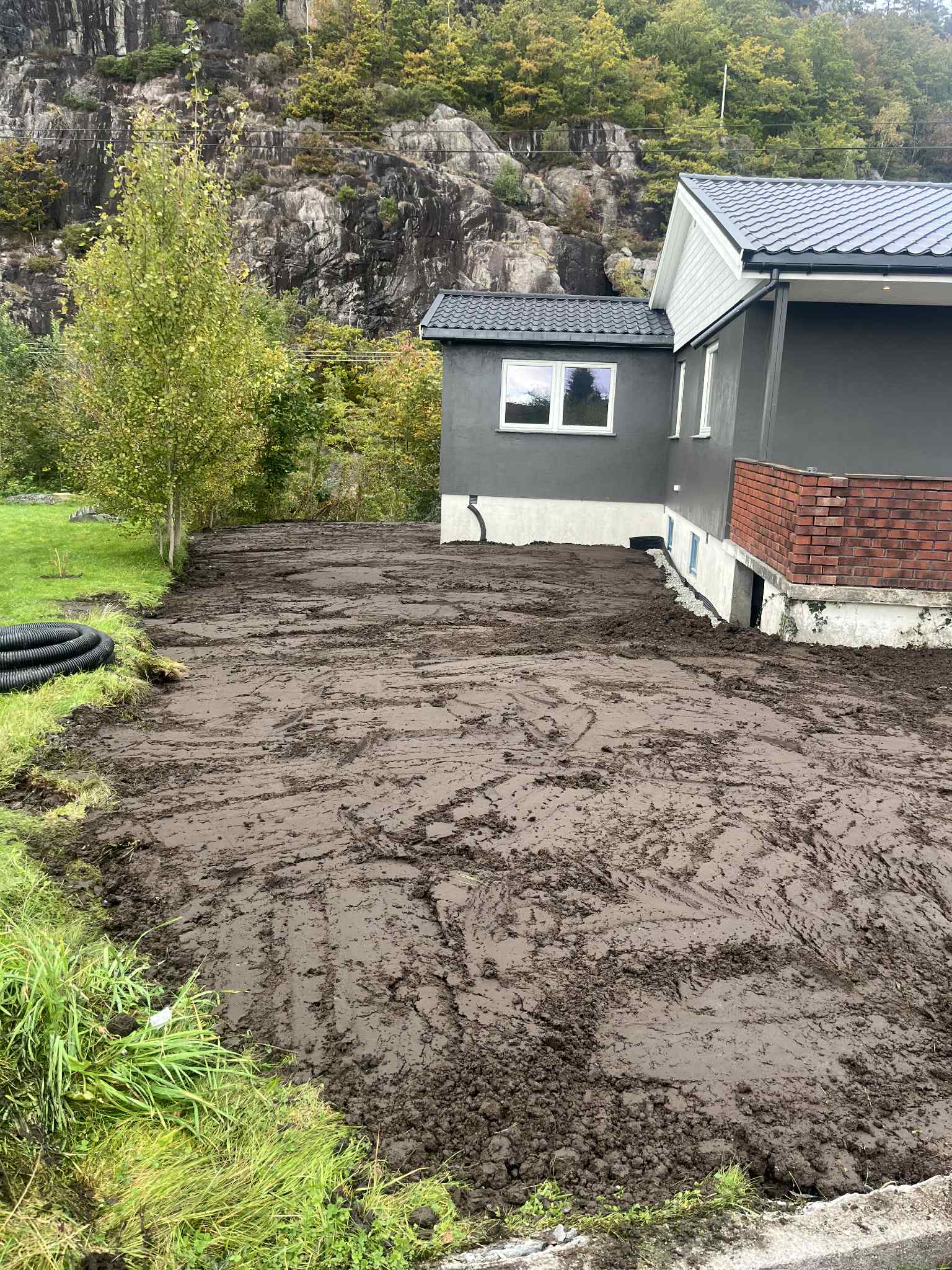 Gravd opp og flatet ut